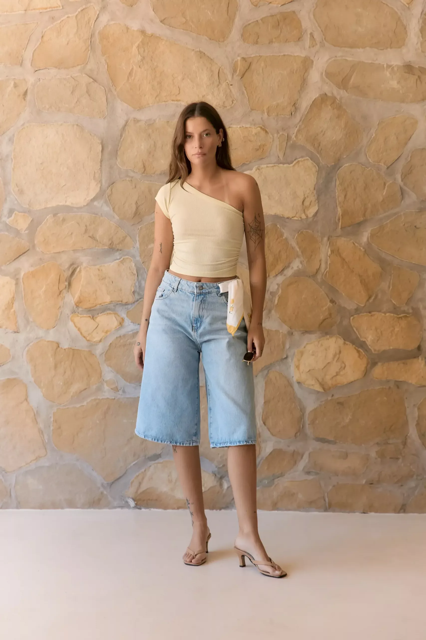 SD447 - Bermuda Baggy Denim Celeste Oxido Rígido (Alondra) - Imagen 4