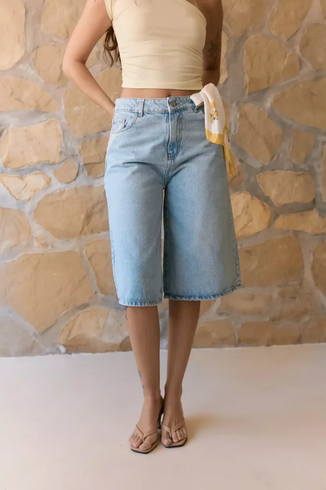 SD447 - Bermuda Baggy Denim Celeste Oxido Rígido (Alondra)