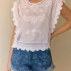 IMPS326 - Blusa Soleil Cuello Redondo Puntilla Brodery Mangas Pecho - Imagen 2