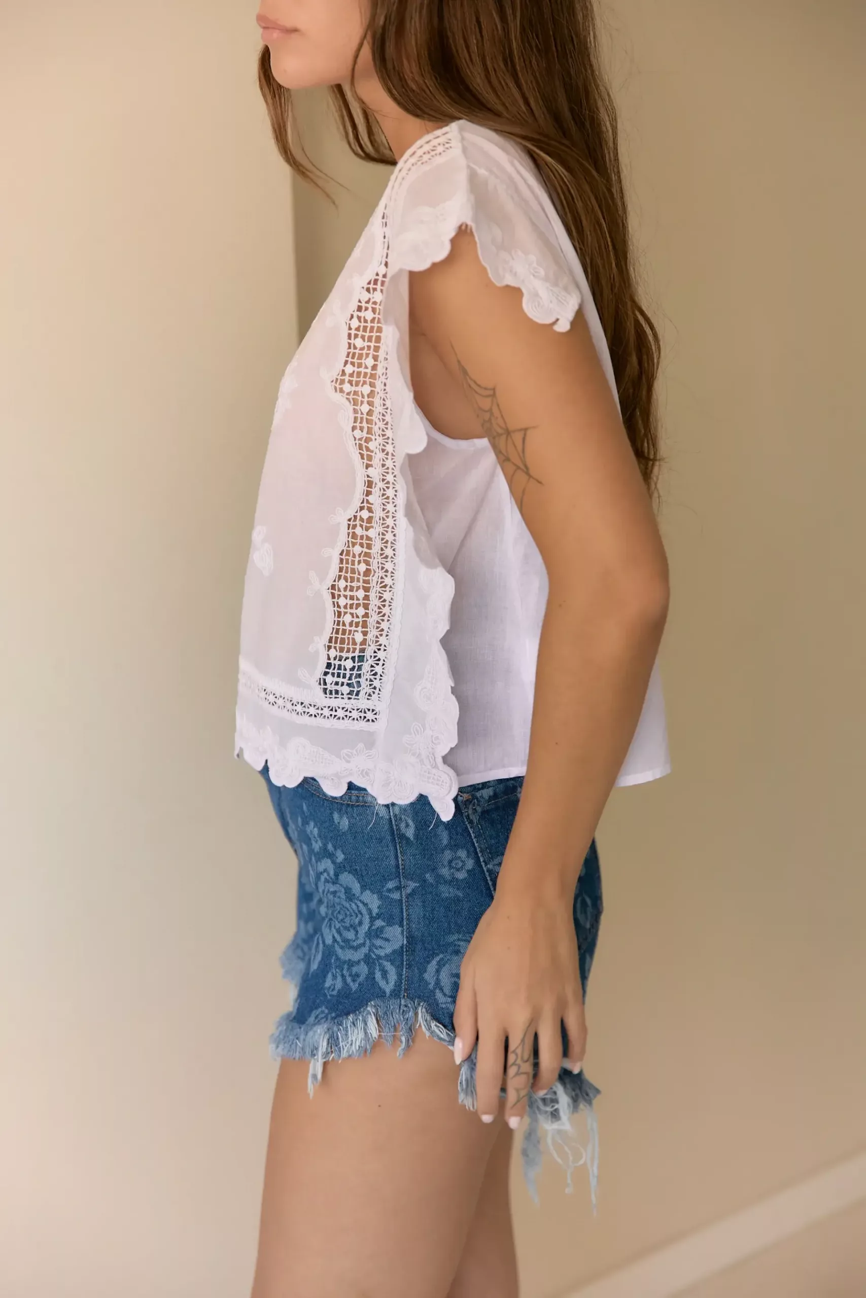 IMPS326 - Blusa Soleil Cuello Redondo Puntilla Brodery Mangas Pecho - Imagen 3