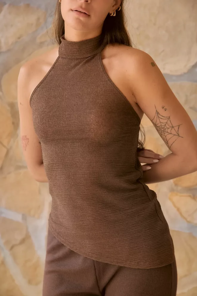Alternative view of T861 - Top Elvin Cuello Halter Lazo Acalanado