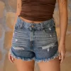 SD451 - Short Denim Azul Rigido Desflecado Con Roturas (Civara) - Imagen 2