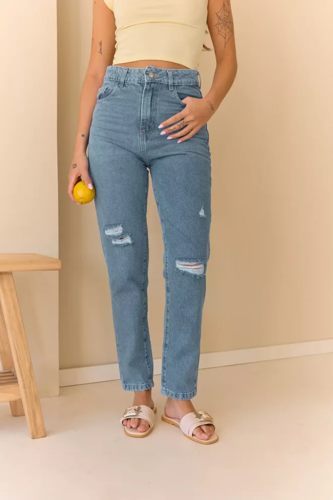 Alternative view of SD445 - Mom Denim Azul con Rotura Rigido (Iberia)