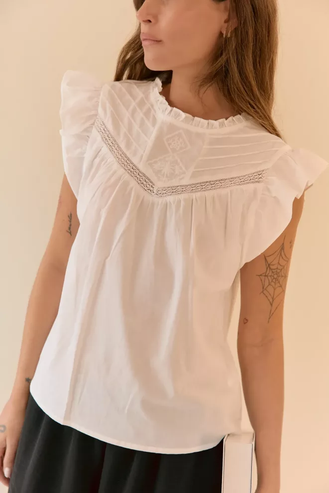 IMPS328 - Blusa Mistral Cuello Volado Alforza