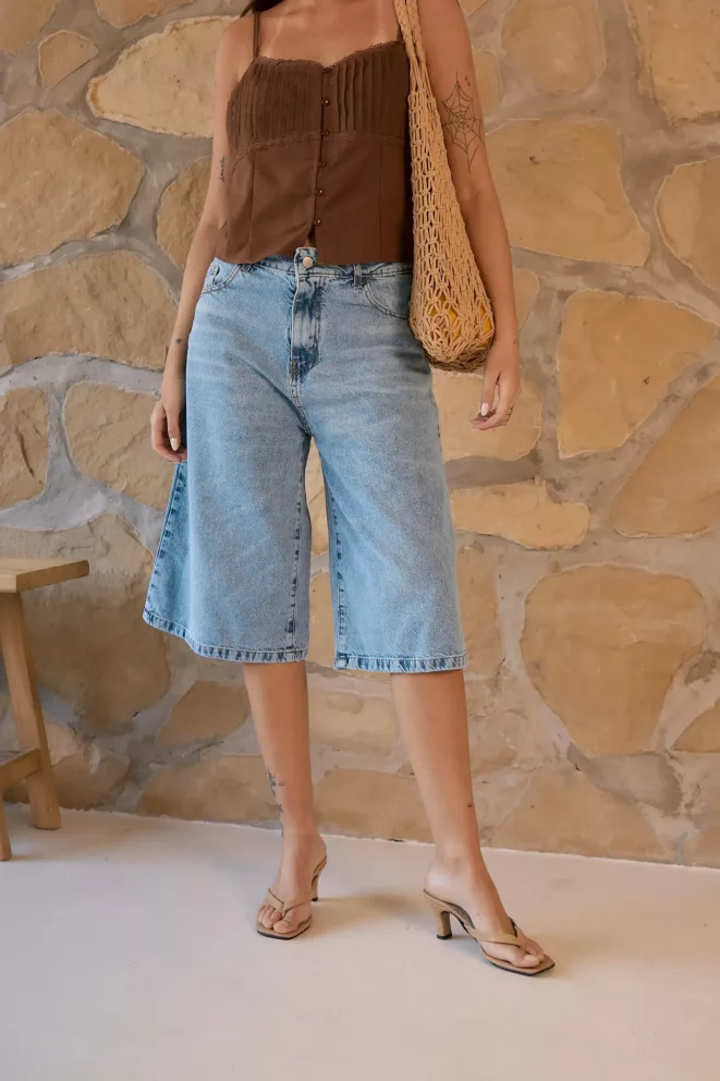 SD447 - Bermuda Baggy Denim Celeste Oxido Rígido (Alondra)
