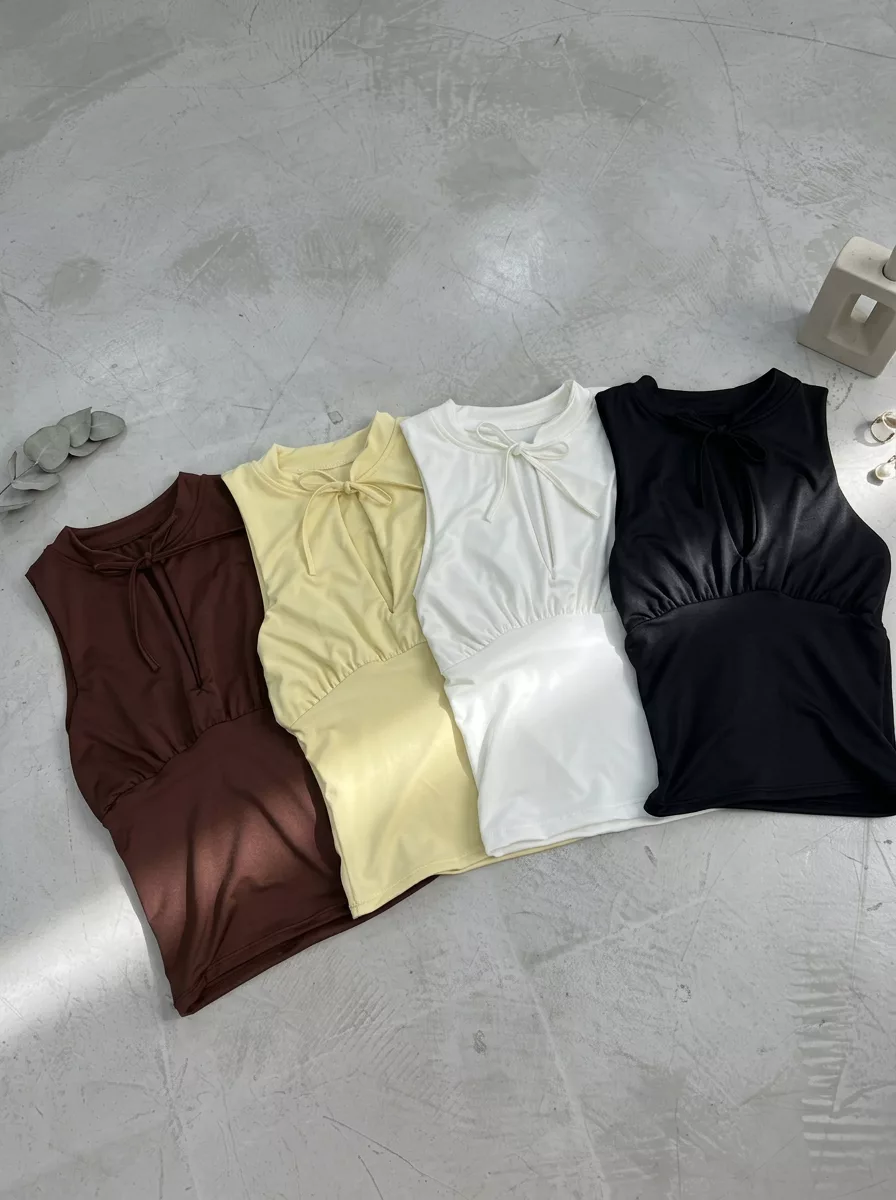 T884 - Top Nexa Cuello Japones Con Recorte Para Atar Microfibra - Imagen 2