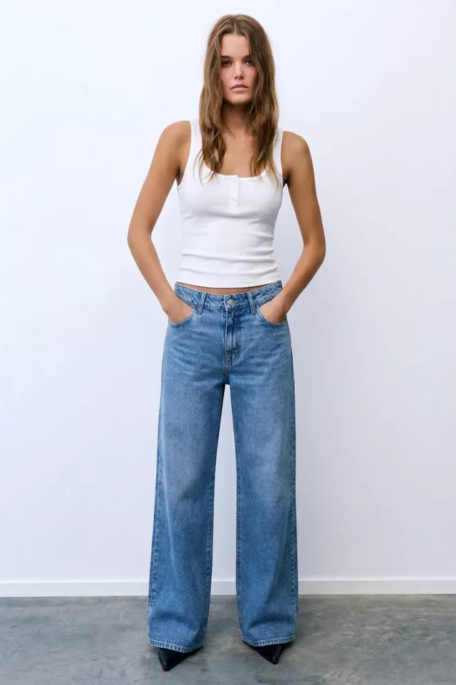 SD482 - Wide Leg Denim Azul Rígido (Zaylen)