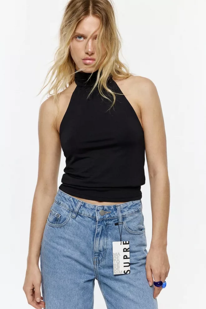 T865 - Top Liora Halter Para Atar Microfibra