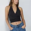 T868 - Top Orvella Cruzado Halter Microfibra