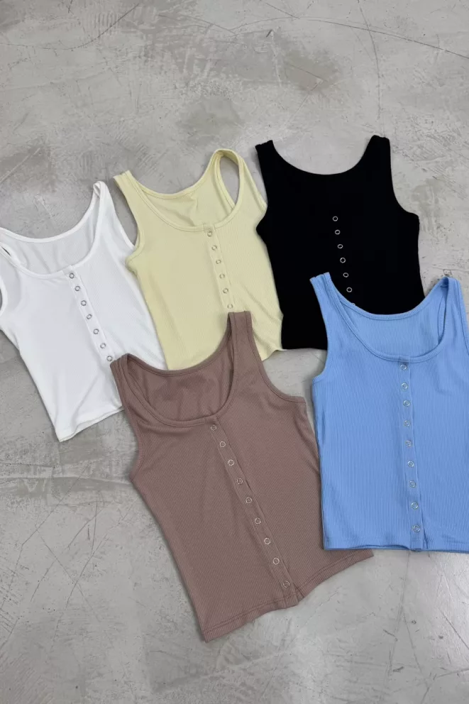 T854         - Musculosa Lysera Con Broche Metal Morley