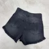 SD479 - Short Denim Negro Rígido Desflecado (Lennon) - Imagen 2